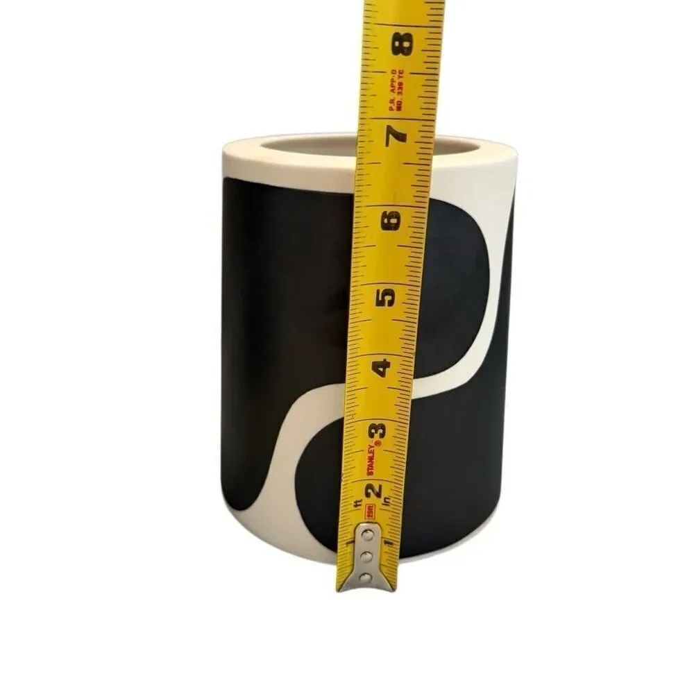 Color Block Pillar Vase By Franca NYC Size Short Black White Abstract
